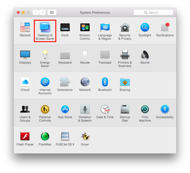 Click the Deskop & Screen Saver icon